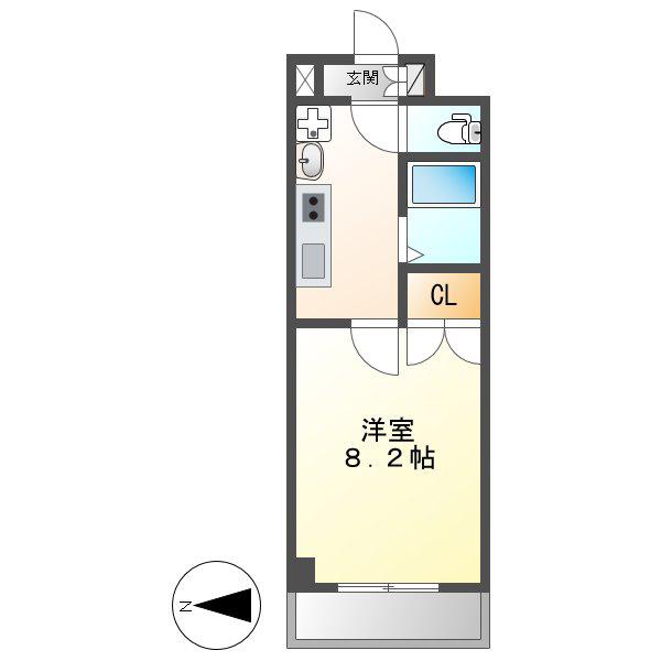 プログレッソ鶴舞(1K/8階)の間取り写真