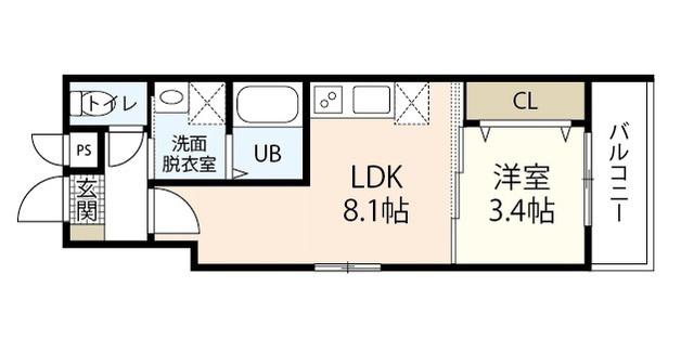 MOVE楽々園イースト(1LDK/1階)の間取り写真