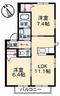 ファミーリエN(2LDK/2階)の間取り写真