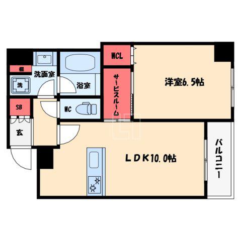 CITY SPIRE難波グレイス(1LDK/3階)の間取り写真