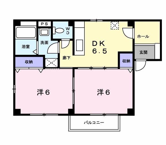 プラシード(2DK/1階)の間取り写真