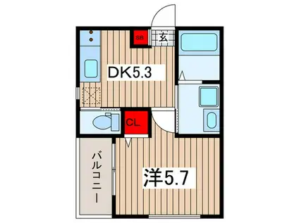 ベル フローレ(1DK/1階)の間取り写真