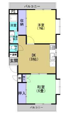 アインドルックYANAGITA(2DK/2階)の間取り写真
