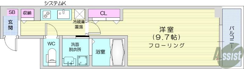杜の風 原町Ⅱ(1K/1階)の間取り写真