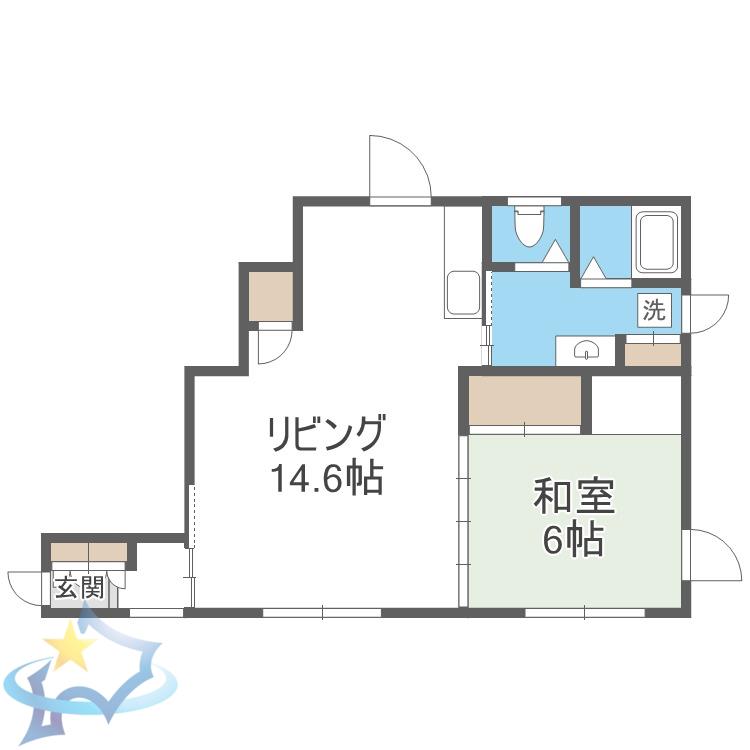 前田6-16-7-5(1LDK/1階)の間取り写真