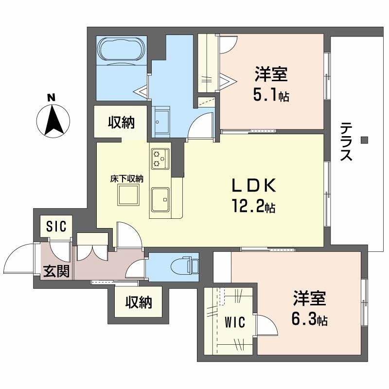 シャーメゾン バルーンフラワー(2LDK/1階)の間取り写真