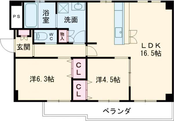 ルネス到津の森(2LDK/3階)の間取り写真