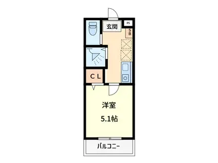 メルラス武蔵浦和(1K/1階)の間取り写真