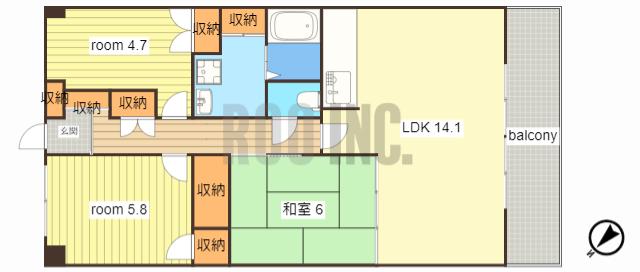 バレルビラ(3LDK/4階)の間取り写真