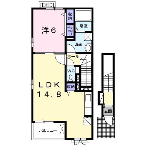 シェーネスハイム(1LDK/2階)の間取り写真