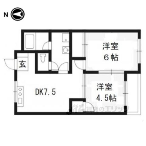 ORYZA東寺(2DK/4階)の間取り写真