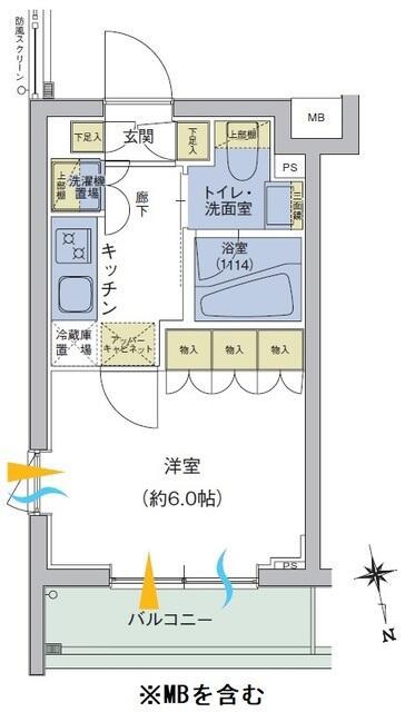 アジールコート品川中延(1K/4階)の間取り写真
