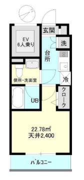 レジェンド南品川(1K/3階)の間取り写真
