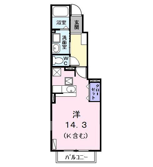 アーバンヴィラ A(ワンルーム/1階)の間取り写真
