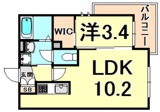 コンフォート白鳩 西宮北口(1LDK/1階)の間取り写真