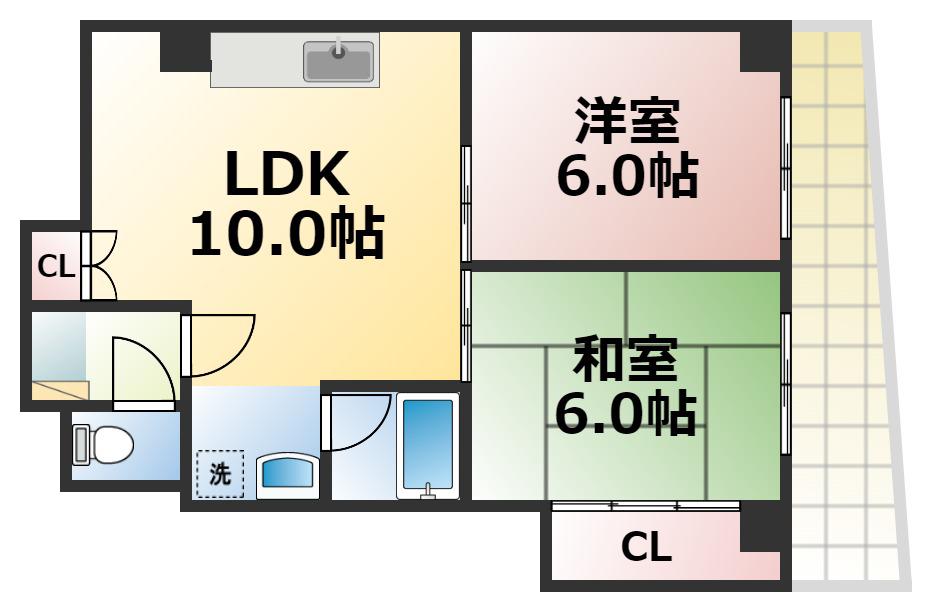 アーク玉津橋(2LDK/5階)の間取り写真