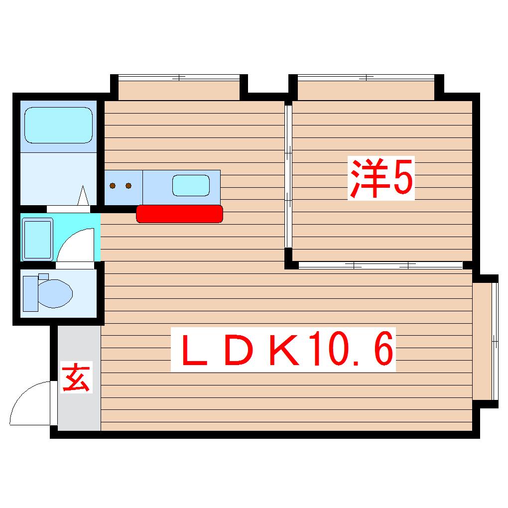 クオーレ晩翠通(1LDK/4階)の間取り写真