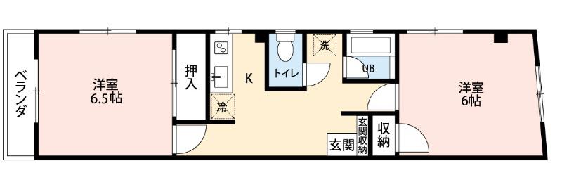 吉野ダイヤモンドビル(2K/2階)の間取り写真