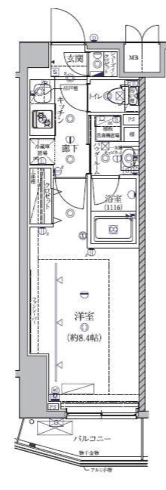 クレイシア北馬込(1K/5階)の間取り写真