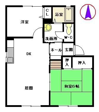 メゾン・エスポアール生駒  D棟(2LDK/2階)の間取り写真