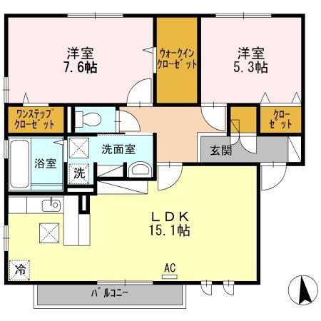 レディーバード(2LDK/1階)の間取り写真