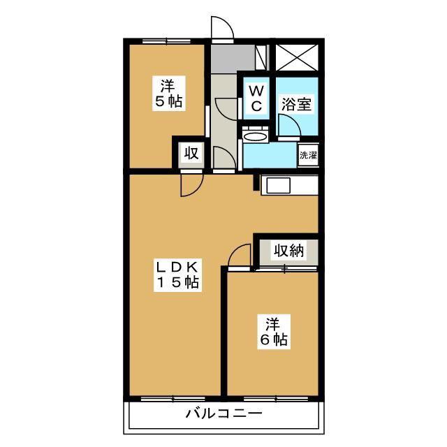 エクレールHARUI(2LDK/2階)の間取り写真