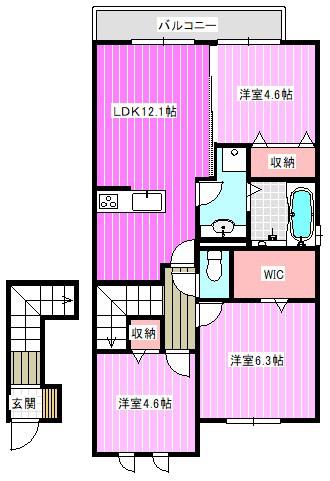 リヴェールメゾン(3LDK/2階)の間取り写真