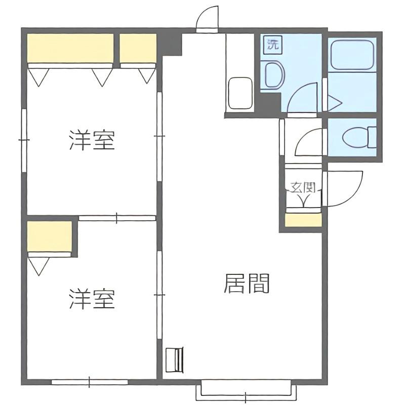セレッソ栄通I(2LDK/1階)の間取り写真