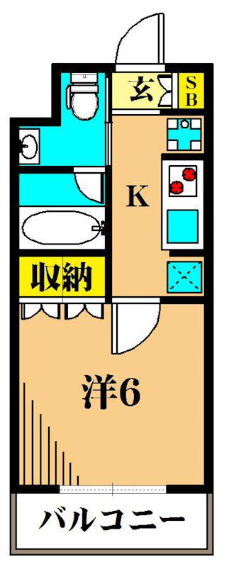アジールコート東大井(1K/3階)の間取り写真