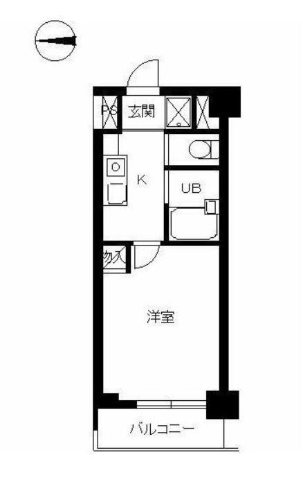 スカイコート新宿御苑前(1K/5階)の間取り写真
