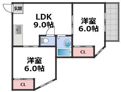 第二タナックマンション(2LDK/3階)の間取り写真