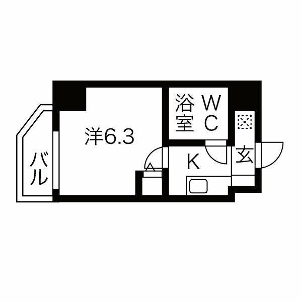 フォーリアライズ難波南ファーロ(1K/6階)の間取り写真