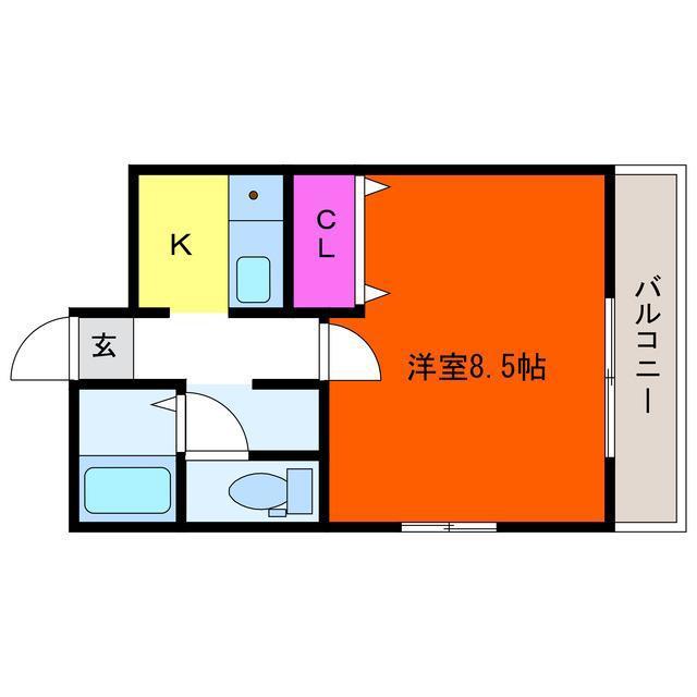 サンシティ笹口(1K/2階)の間取り写真