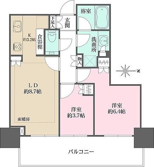 大崎ステーションレジデンス(2LDK/18階)の間取り写真