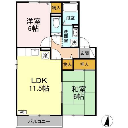 ヴィクトワールI(2LDK/2階)の間取り写真