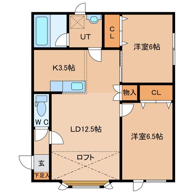 フィールB(2LDK/2階)の間取り写真