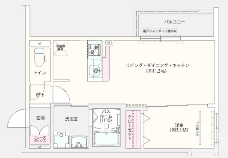 LOUIS APARTMENT 吹田東リバーパーク(1LDK/2階)の間取り写真