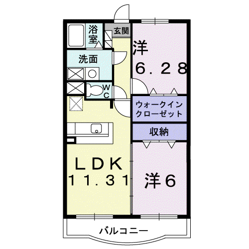 リズ センティア A(2LDK/2階)の間取り写真