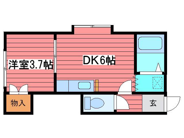 グリーンパーク月寒(1DK/2階)の間取り写真