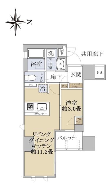 ローレルアイ京都四条大宮(1LDK/6階)の間取り写真