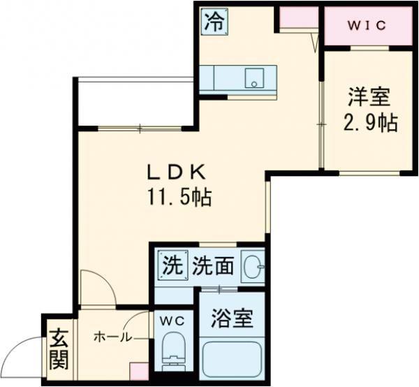 REGALEST堺町家(1LDK/1階)の間取り写真