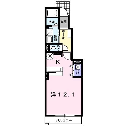 アクティフ長府II(ワンルーム/1階)の間取り写真