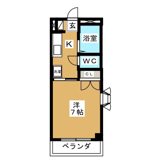 アルビオン(1K/1階)の間取り写真