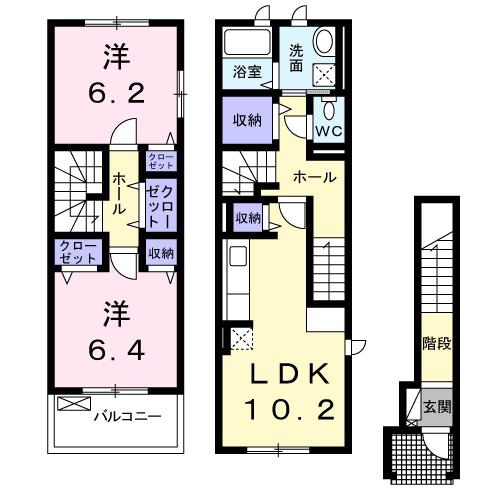 ソレアードトーレ(2LDK/2階)の間取り写真
