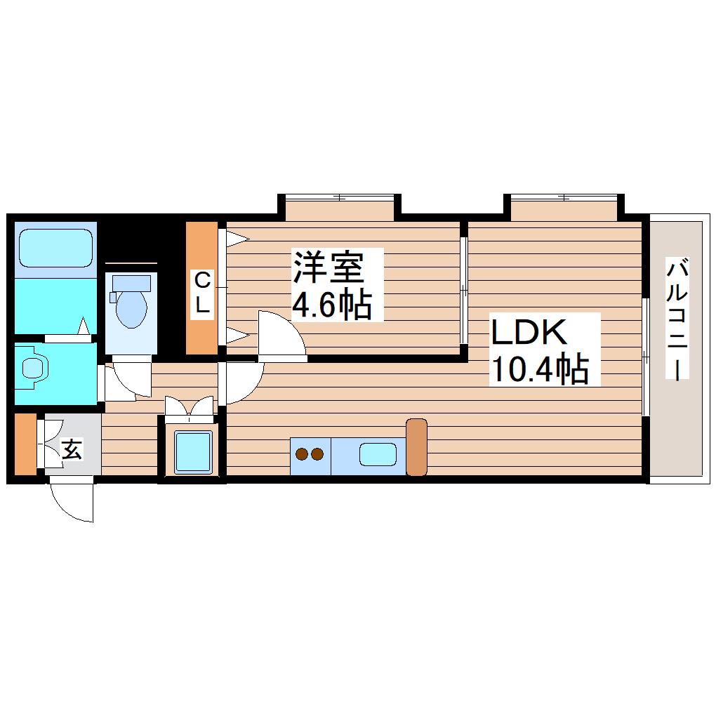 スクエア泉中央(1LDK/4階)の間取り写真