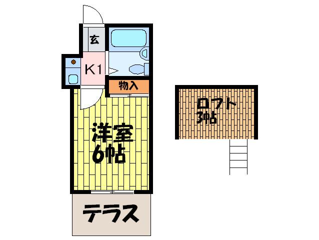 カーサ四条畷(1K/1階)の間取り写真