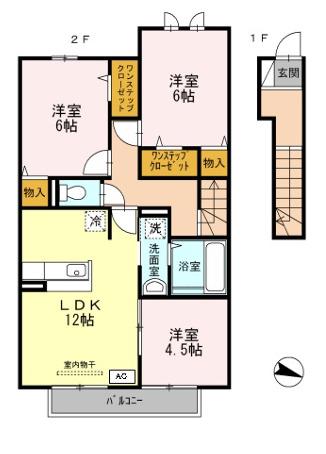 ベルビュウ(3LDK/2階)の間取り写真
