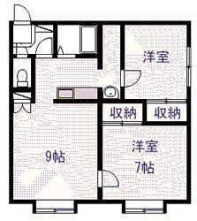 ネイシェル(2LDK/2階)の間取り写真