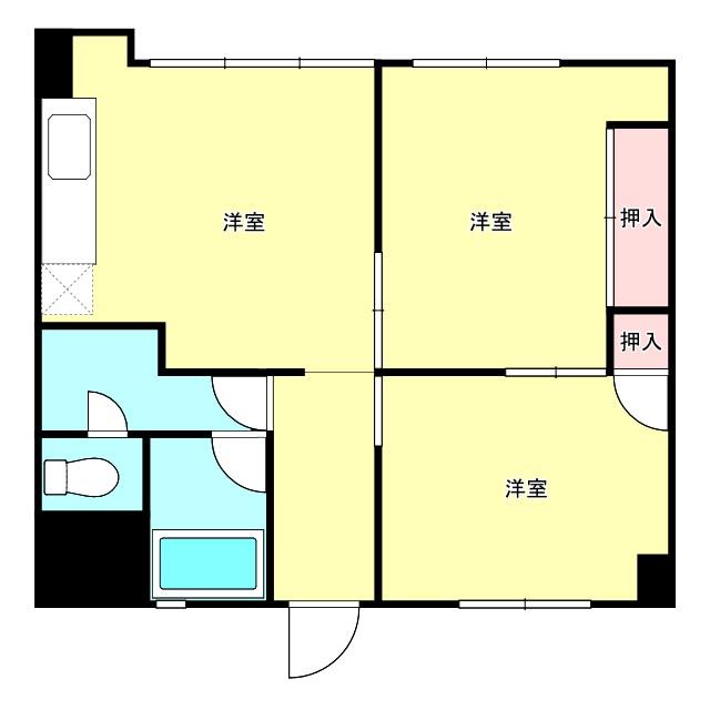 S-COURTBENTEN(2DK/6階)の間取り写真