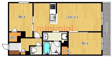 LA CASA VIVACE(2LDK/2階)の間取り写真